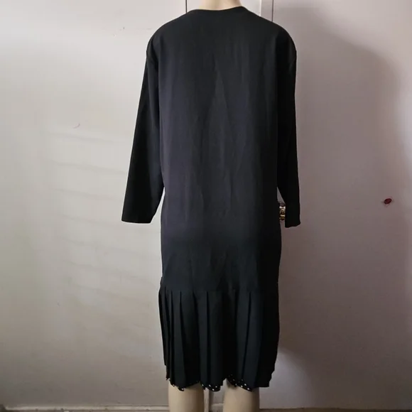 Chic Black Polka Dot Midi Dress - Picture 4 of 6